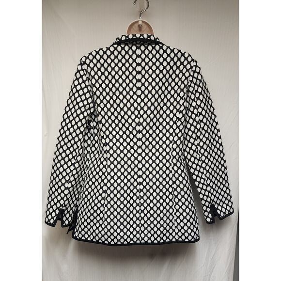 Nina MClemore JACQUARD DIAMOND CAR LONG SLEEVE BLACK COAT BLAZER JACKET SIZE 1 - Picture 4 of 7